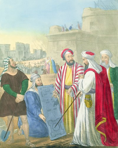 Building the City and the Tower of Babel, from a Bible Printed by Edward Gover, 1870